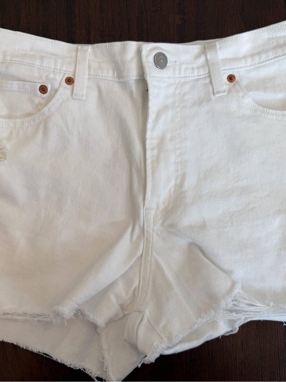 Levi's White High Rise Distressed Cutoff Denim Shorts – Size 31